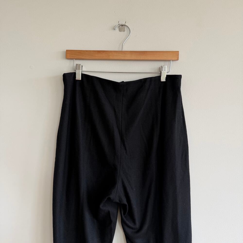 Vince Wool Blend Pintuck Pull-On High Rise Straight Leg Pants Black 10 - Picture 7 of 9